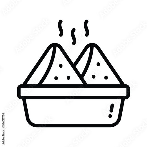 A trendy line icon of samosa with chutney, Indian snack, clean design.