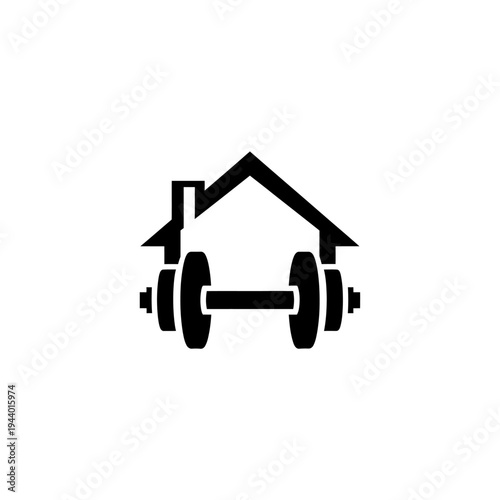 Home Gym Dumbbell House Logo Icon.