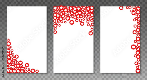 red circles on white cards, gray background