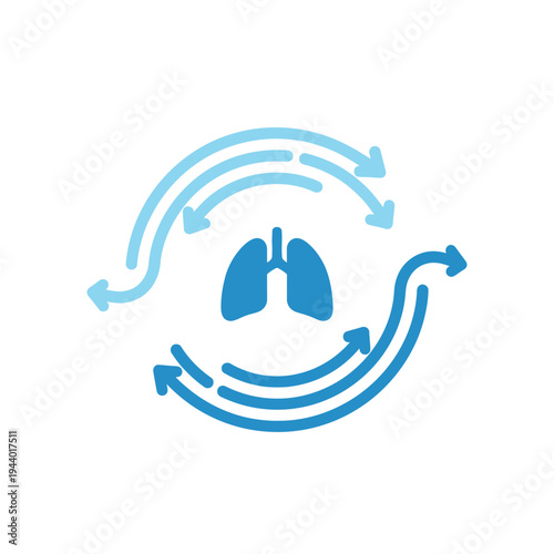Human Lungs with Inhale and Exhale Arrows Representing Respiration Process.