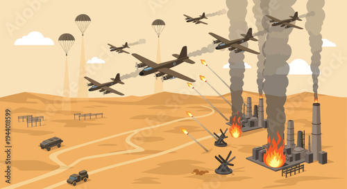 Military Planes and Soldiers Desert.