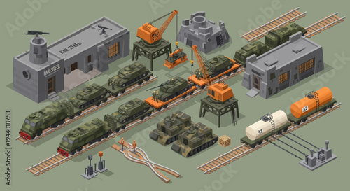 Missile launch site with military equipment.