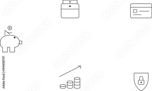 Set of 6 finance icons vector, money symbols