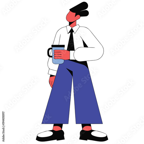 corporate employee character illustration, clean flat vector