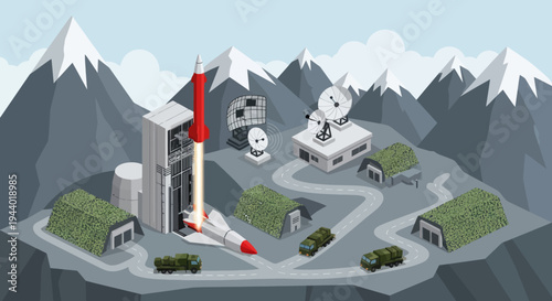 Rocket Launch Site Mountain Base Station.