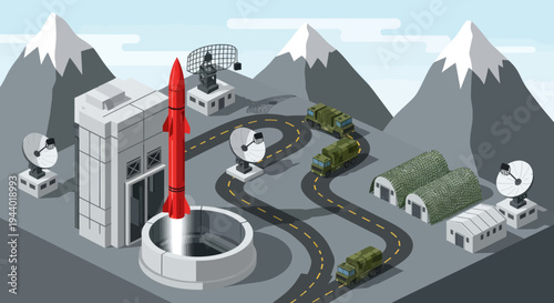 Rocket Launch Site with Satellite Dishes.