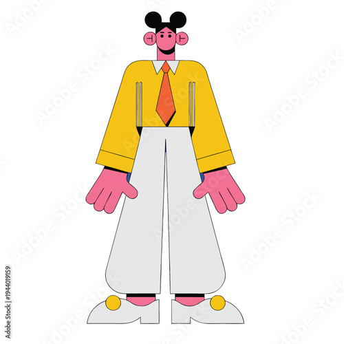 business man standing with clipboard, corporate office employee character illustration