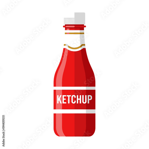 Bottle of ketchup isolated on white background for culinary and design projects