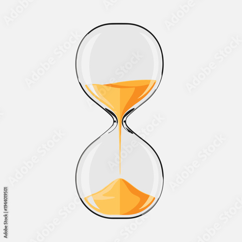 Hourglass illustration time concept with flowing sand and transparent design