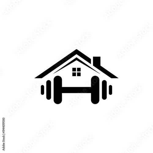 Home Gym Dumbbell House Logo Design.