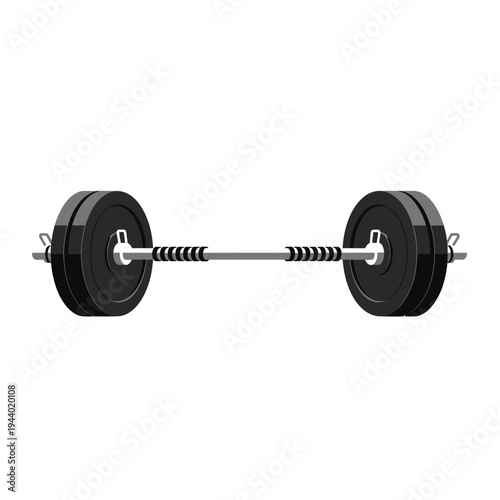 Barbell weightlifting equipment isolated on white background for health and fitness
