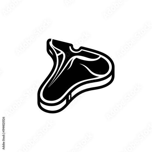 A stylized black and white illustration of a T-bone steak.