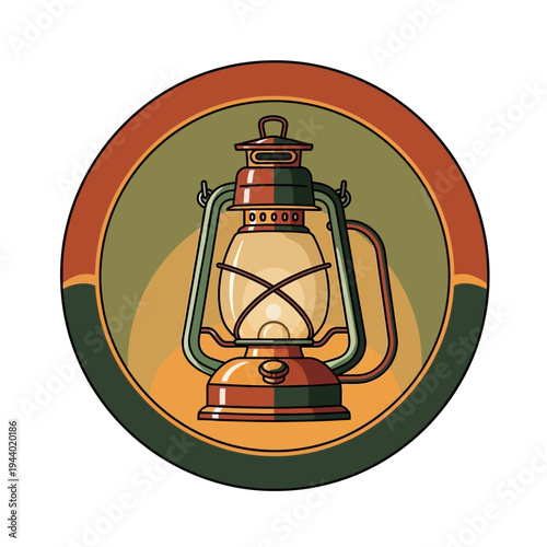 Vintage kerosene lantern illustration with rustic charm.