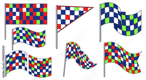Checkered Flags Collection: Racing, Sports, Victory, Competition Symbols