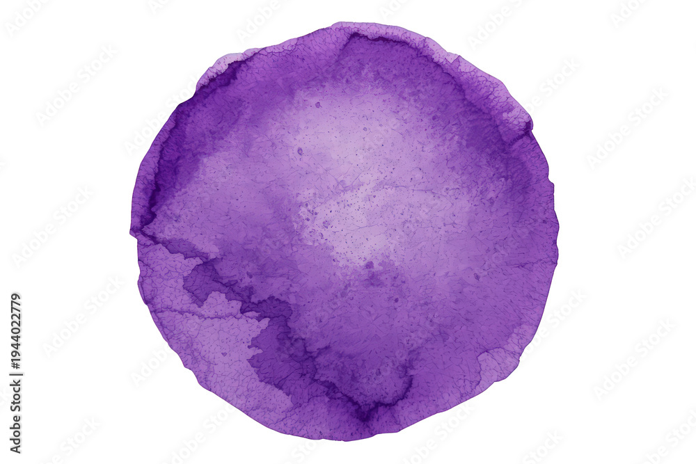 Fototapeta premium Purple watercolor circle paint splash with abstract texture and artistic stain on transparent background