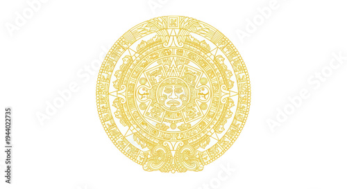 Aztec Sun Stone Calendar Replica - Ancient Mesoamerican Symbol