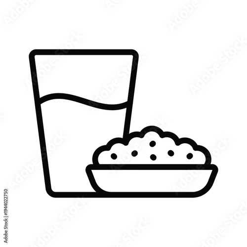 An editable line icon showing sehri meal for fasting use