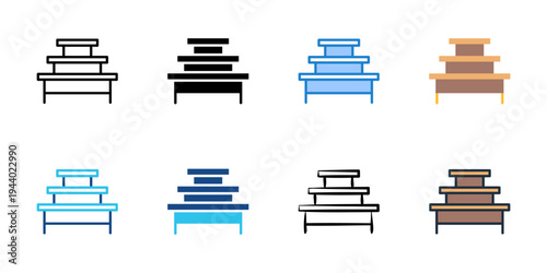 Display table icons set multiple style collection. Editable stroke 
