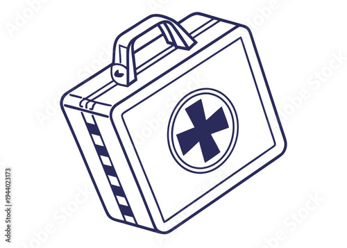 A medical kit with a prominent red cross symbol on the front flap isolated on transparent background, isolated on white background, Vector