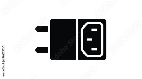 Black IEC C14 Male to C13 Female Power Adapter Icon