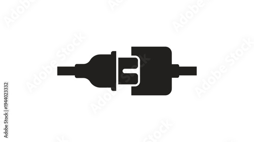 Black Connected Electrical Plug and Socket Icon Vector