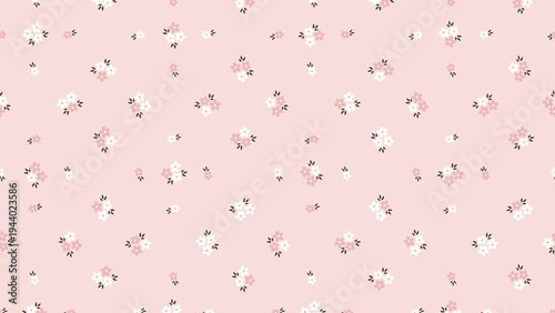 Seamless Floral Pattern Pastel Pink Cute Small Flower Background