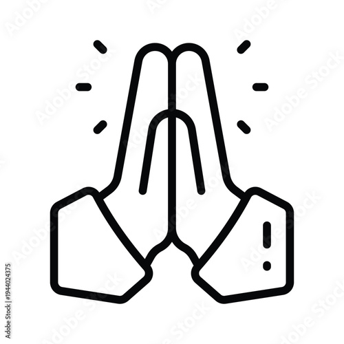 A trendy line icon showing pray hands gesture for worship