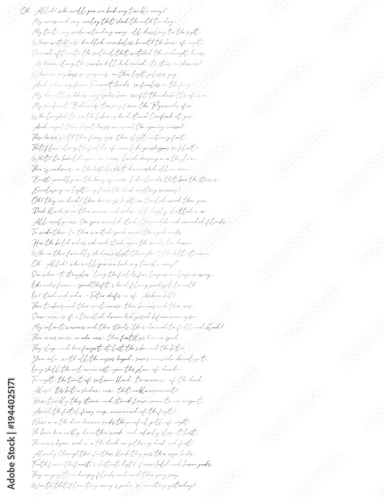 Fototapeta premium poetry script text letter