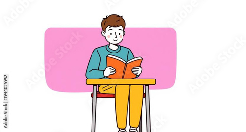 A young woman sits at a cafe desk with a laptop and notebook, illustrating a modern student focused on education and business technology