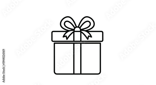 Simple gift box outline with a neat bow on top representing a birthday present or surprise package.