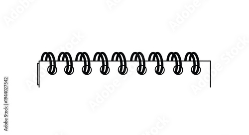 Row of black double spiral wire binding for a notebook or document against a plain white background.