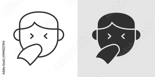 Flu Icon representing influenza, viral infection, fever, respiratory illness, and medical care for contagious diseases.