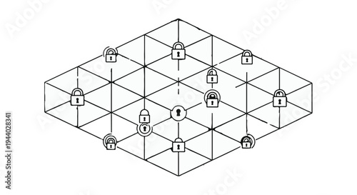Geometric 3D grid pattern with nodes and connections