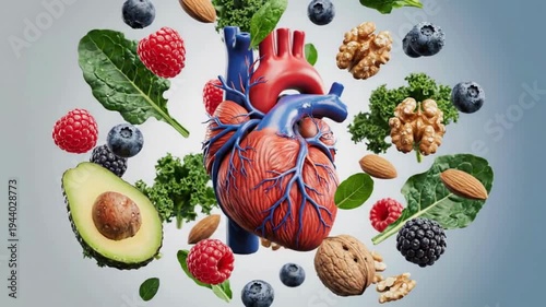 Heart Health and Nutrition Concept with Superfoods