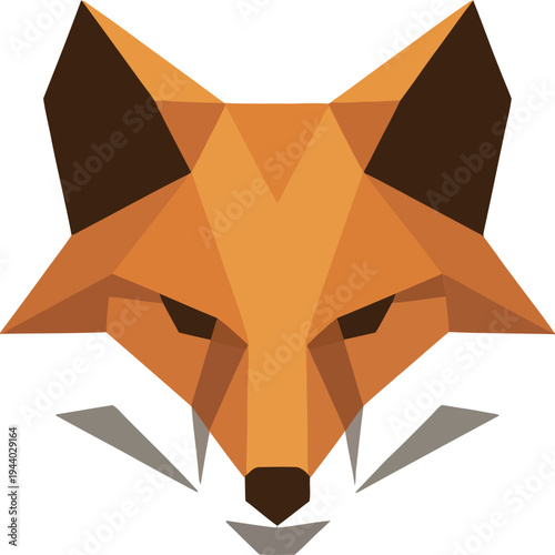 Geometric fox head logo design features sharp angular shapes.