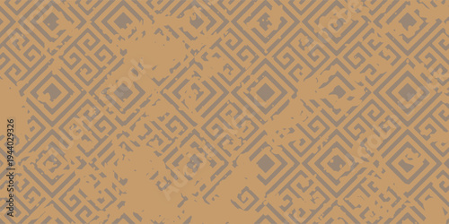 Retro geometric ornament background featuring repeating diamond shapes and textured grunge effect. Stylish vintage pattern ideal for wallpapers, branding, and graphic design projects.