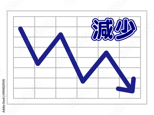 右肩下がりの現象グラフのイラスト素材3