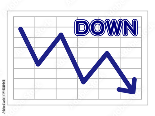 	右肩下がりの現象グラフのイラスト素材