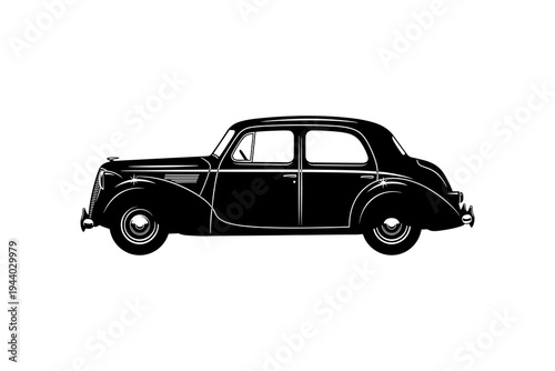 Classic vintage car silhouette on a white background