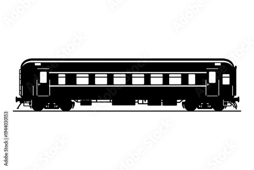 Silhouette train carriage side view for transport designs