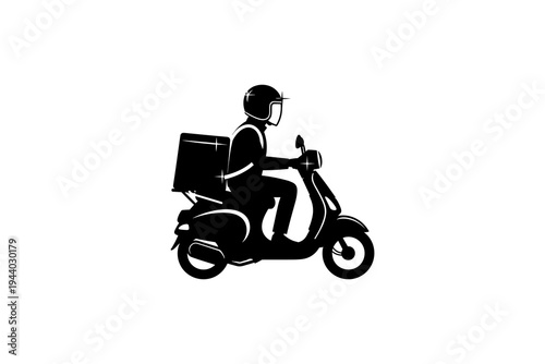 Silhouette of delivery person on scooter for efficient urban transport