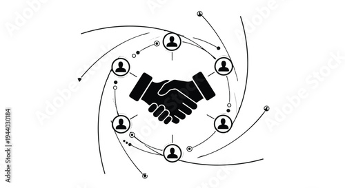 Partnership and teamwork concept with handshake and people icons