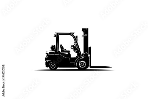 Silhouette forklift illustration on white background for industrial design