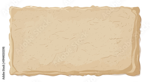 Aged, torn parchment paper with burnt edges, isolated on white background