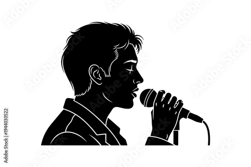 Silhouette of a singer performing with microphone in hand