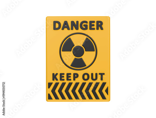 Radiation danger keep out warning sign icon 3D render illustration