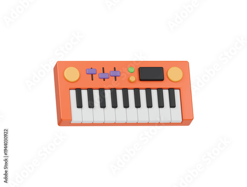 Electronic music keyboard icon 3D render illustration