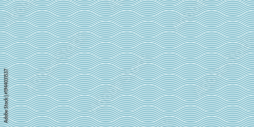 Minimalist wavy seamless pattern background. Blue water curve wave line. Chinese and Japanese traditional oriental blue texture. Asian ornament. Repeat texture for wallpaper. Vector illustration