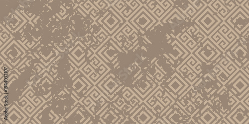 Beige grunge geometric background with classic diamond pattern and worn texture. Artistic vintage style design perfect for digital backgrounds, packaging, and creative layouts.