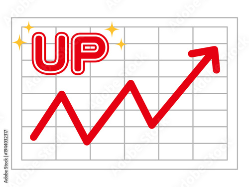 右肩上がりの上昇グラフのイラスト素材3